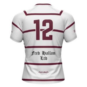 Junior Semi-Fit Rugby Shirt – White/Maroon