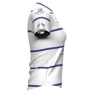 Ladies Semi-Fit Rugby Shirt – White/Purple